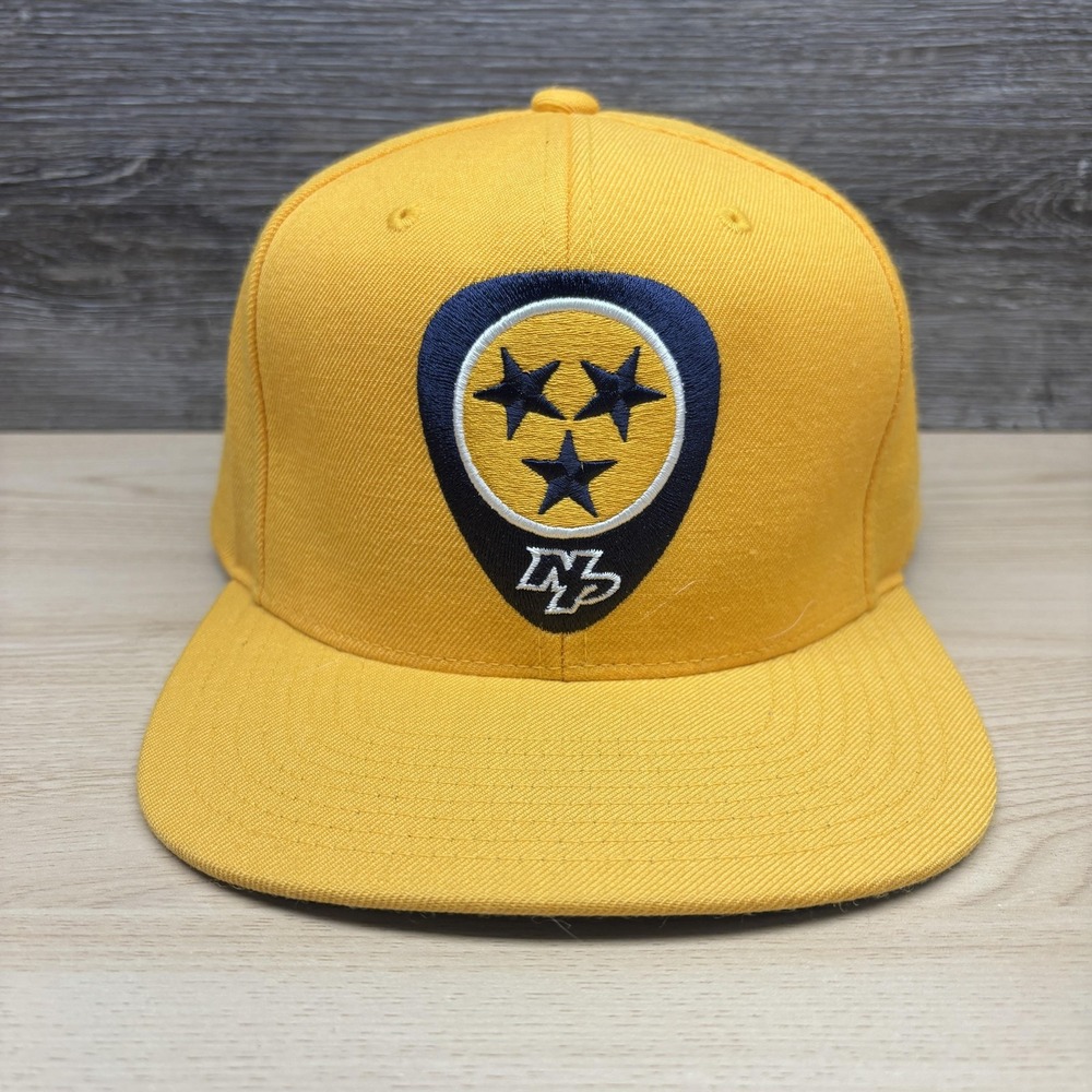 Nashville Predators Hat Cap Snap Back Mens Yellow NHL Hockey Tri Star Logo